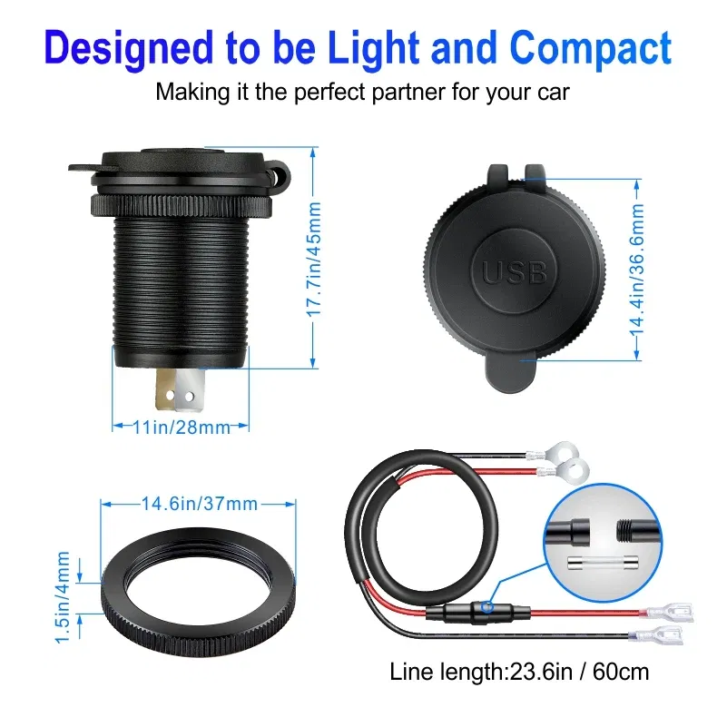 Color Name: Pink, Ships From: CHINA - 12V Car Fast Charger Power Socket QC3.0 and PD USB Port Car Charger Adapter fast charging for Car Boat Marine RV Motorcycle