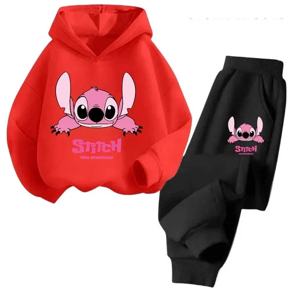 Color: black, Kid Size: 5 - Children Hoodies Stitch Kawaii Fashion Pullover Sweatshirt Anime Trucksuit Manga Cartoons Girls Boy Kids Autumn Casual Clothes