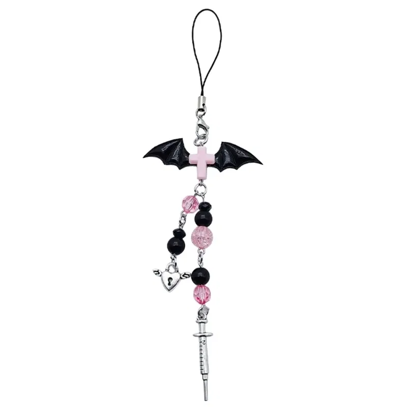 Color: Turquoise - Goth Y2K Phone Charm Pendant Kawaii-Key Chain For Bag Cute Accessory Women Guitar Strap Lanyard Beaded Keychain Pendant