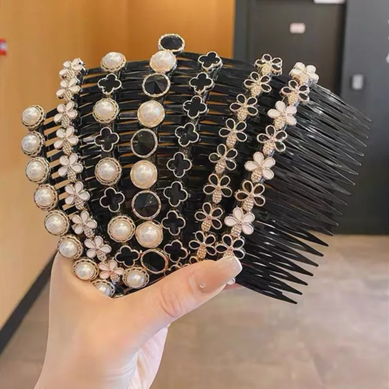 Color: Blue, Ships From: CHINA - 1PC Fashion Women Hairpins Rhinestone Pearl Hair Combs Clip Claw For Woman Barrettes Hair Maker Bun Hair Accessories Headwear