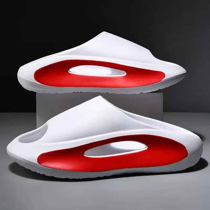 Color: Blue, Shoe Size: 40-41 - Summer Slippers Men Women EVA Soft Bottom Indoor Home Slides Sandals Light Beach Shoes Male Slippers Flip Flops Big Size 46 47