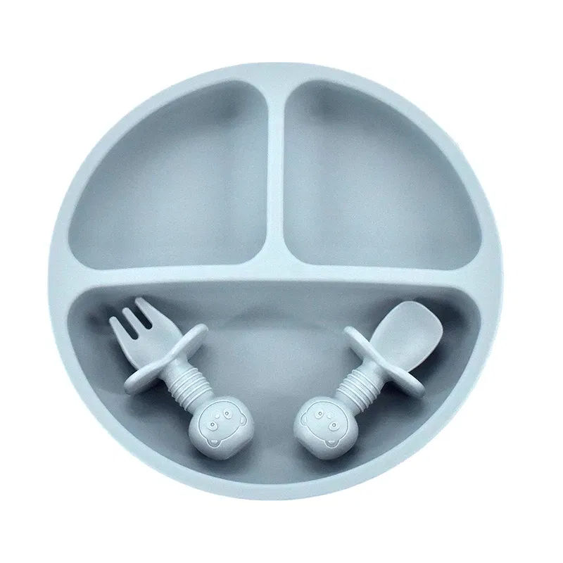 Color: Red - 9Colors Baby Plate Set Food Grade Silicone Dishes BPA-Free Tableware Kids Feeding Bowls Kids Learning Dishes Tray Dropshiping