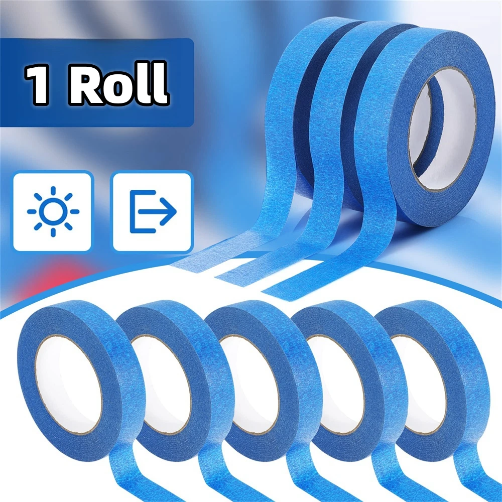 Color: Blue - 3 Roll/Set Paint Tape Multi-Surface Masking Easy Removal Paint Tape Security Wall Painting Crafts Art Construction Home 20m/Roll