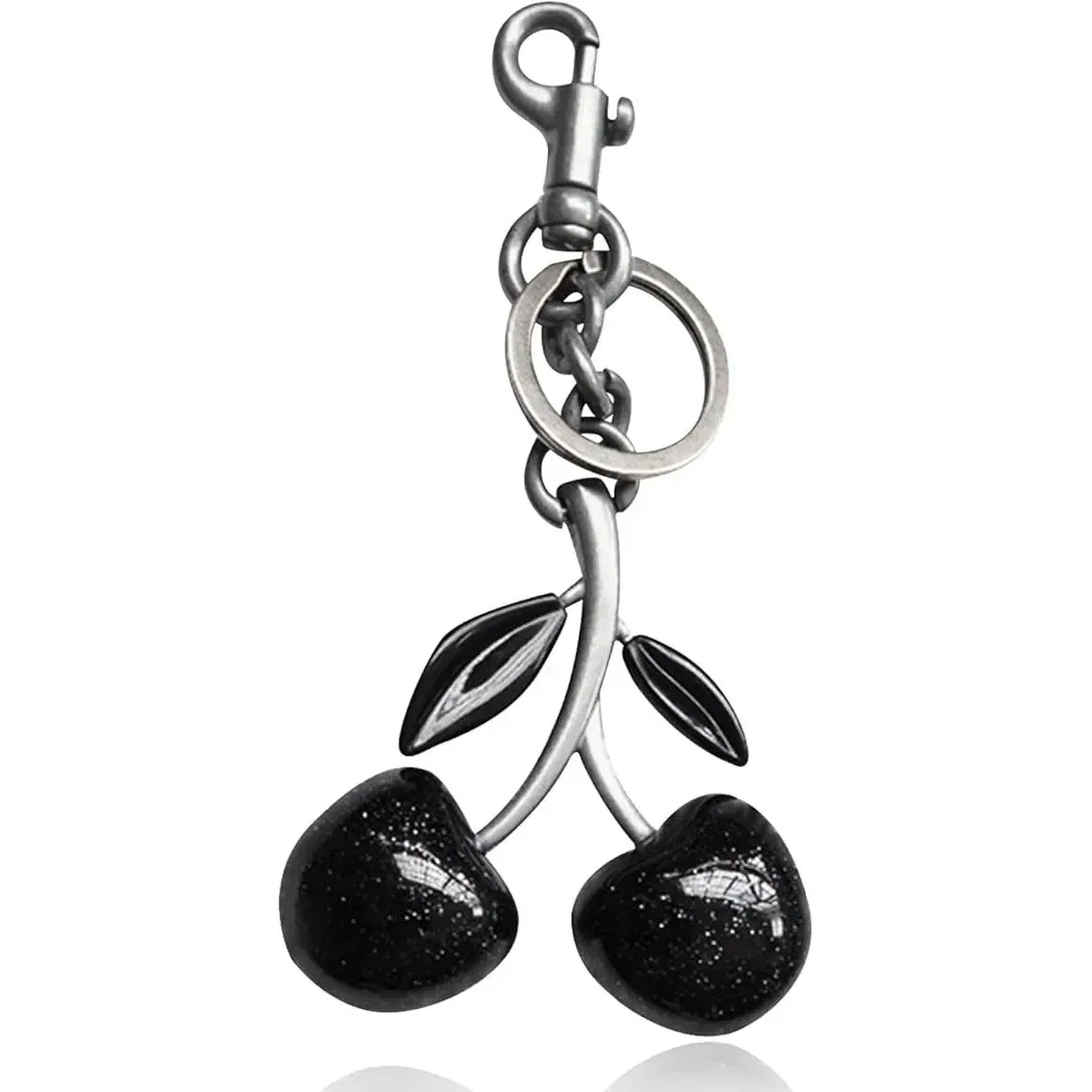 Color: green - Cherry Bag Charm Cherry Keychain Charm Metal Accessory Sparkling Resin For Coach Purses And Bags, Red, Black, Pink