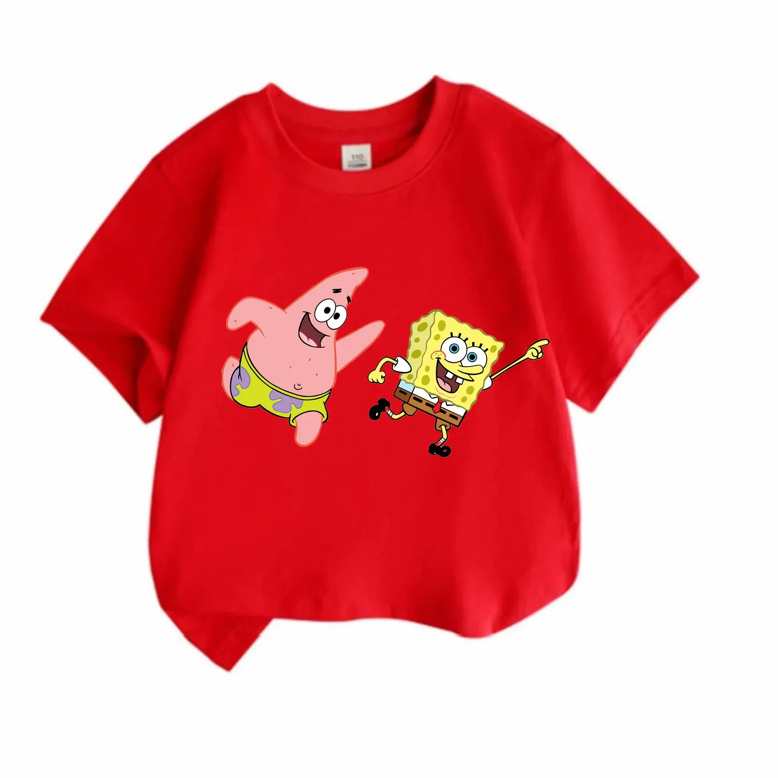 Color: GRAY, Kid Size: 13T - Mr. Krabs Squidward Sandy Spongebob T-shirt 100%Cotton Children Round Neck Short-sleeved Boys Girls Fashion Kids Clothes