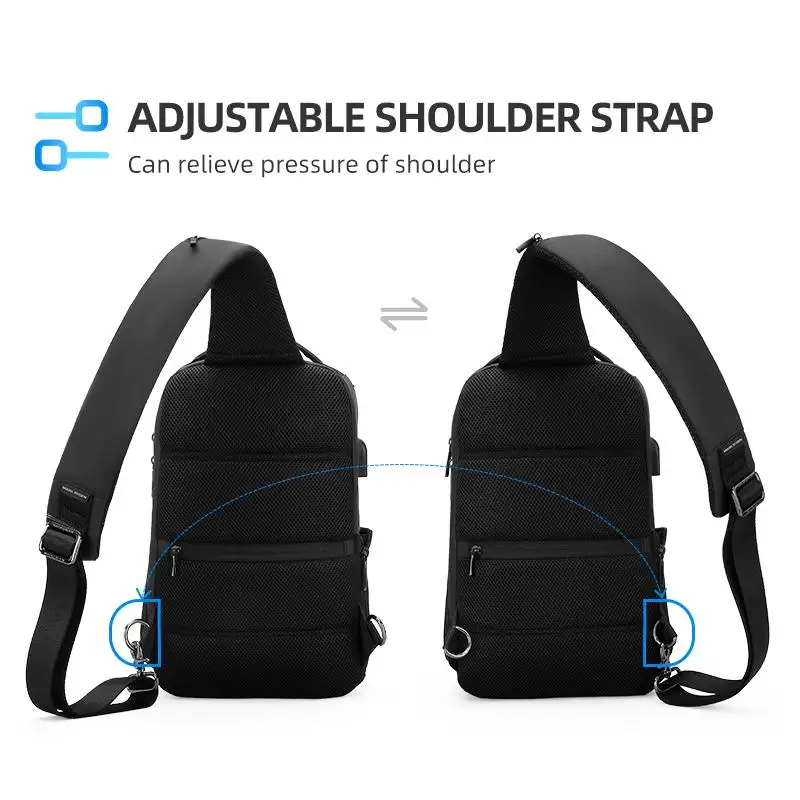MARK RYDEN Crossbody bag Oxford Cloth Waterproof USB Recharging Sling bag Fits 12.5inch iPad Shoulder Messenger Bags Ches