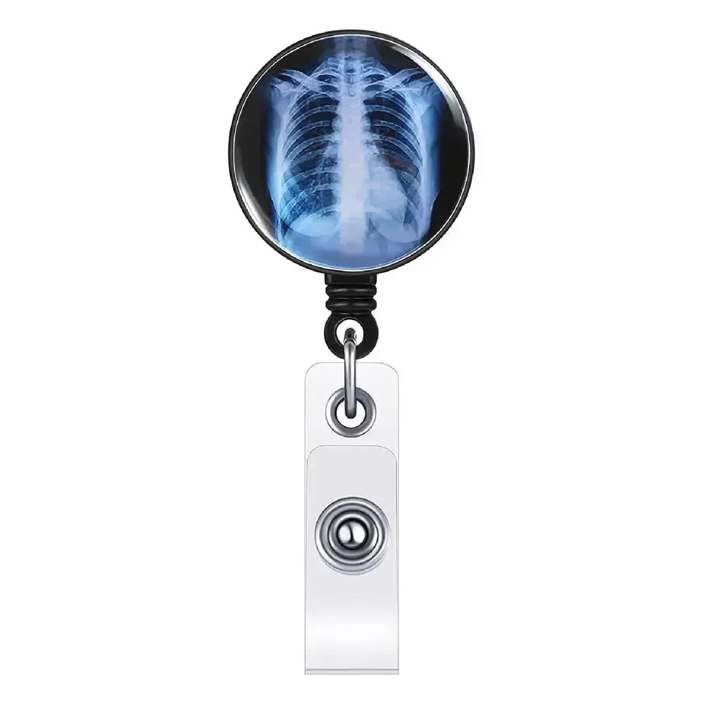 Color: PURPLE - X-Ray Badge Reel Retractable Radiology Badge Reel Holder Ct Rays Nurse Doctor Student Card Reel Clip Office Supply Recoil Badge