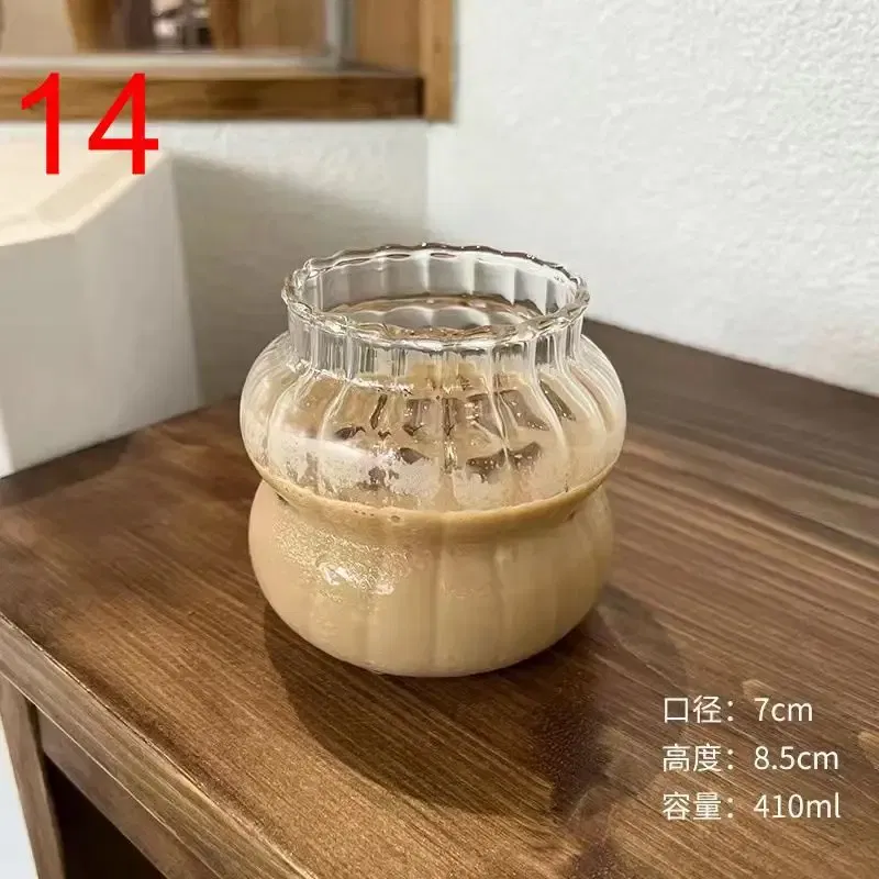 Color: Clear, Capacity: 301-400ml - Transparent Heat Resistant Glass Coffee Mug Glass Latte Cup Breakfast Mug Milk Water Cocktail Glass Cup Beer Drinking Glasses