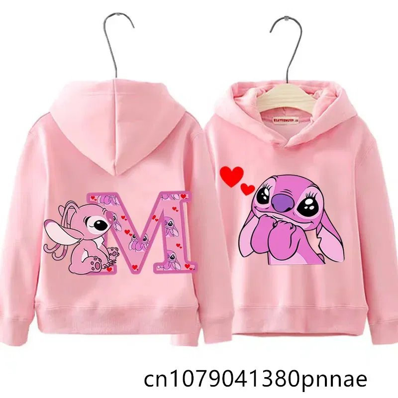 Color: Brown, Kid Size: 13 - Girls Boys Lilo and Stitch Sportswear Hoodies Casual Fashion Sweatshirts Angel Letter AZ Anime Autumn/Winter Hoodie Kids Hoodies