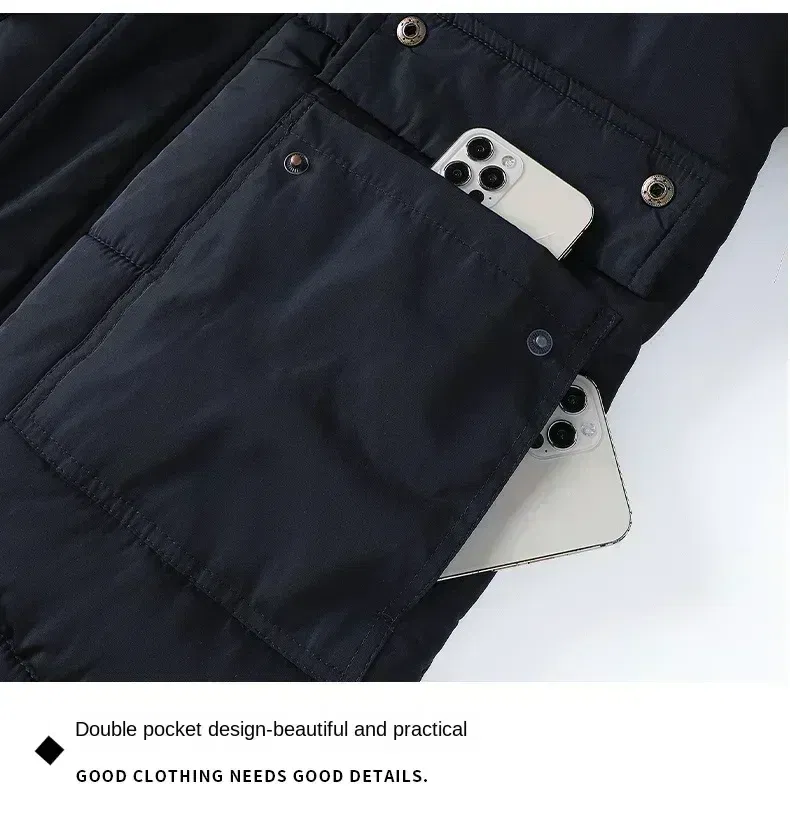 Color: Beige, Size: 4XL - 2024 New Men Winter Autumn Work Outwearing Parka Black Fleece Lined Thick Warm Hooded Fur Collar Coat Male Size 5XL Plush Jacket