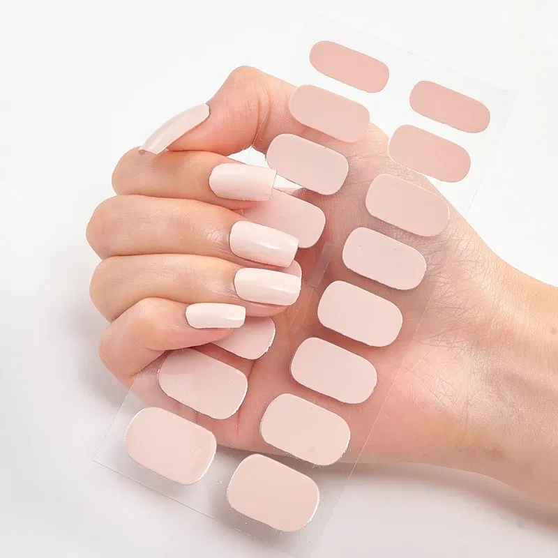 Color: Lvory - Nail Sticker Shiny Design Full Beauty Stickers for Nails Decals Plain Stickers Women Salon Nail Art