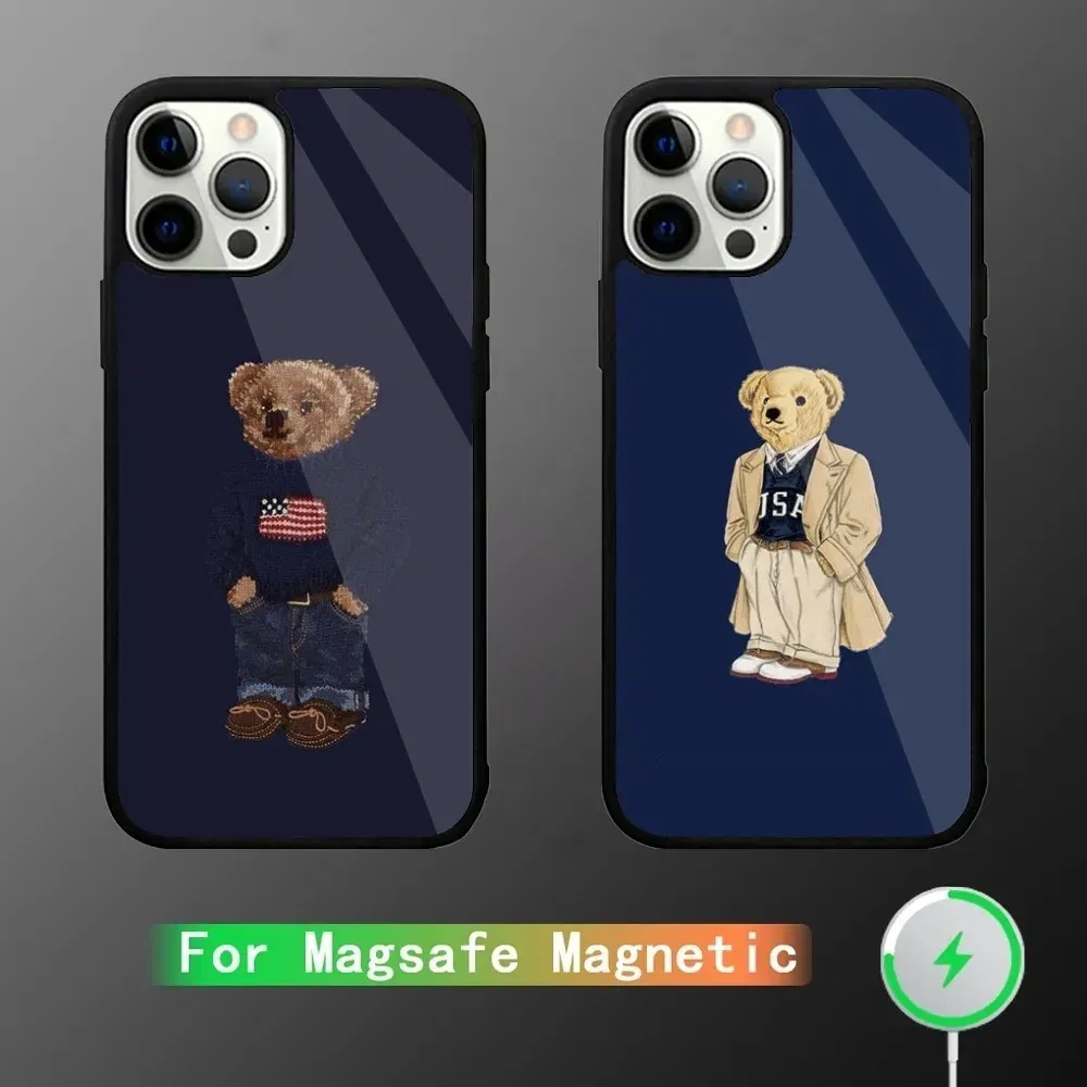Color: Gold, Material: ABS - Baron F-Filou Bear Fashion Phone Case For iPhone 15,14,13,12,11,Plus,Pro,Max Mini Magsafe Magnetic Wireless Charging