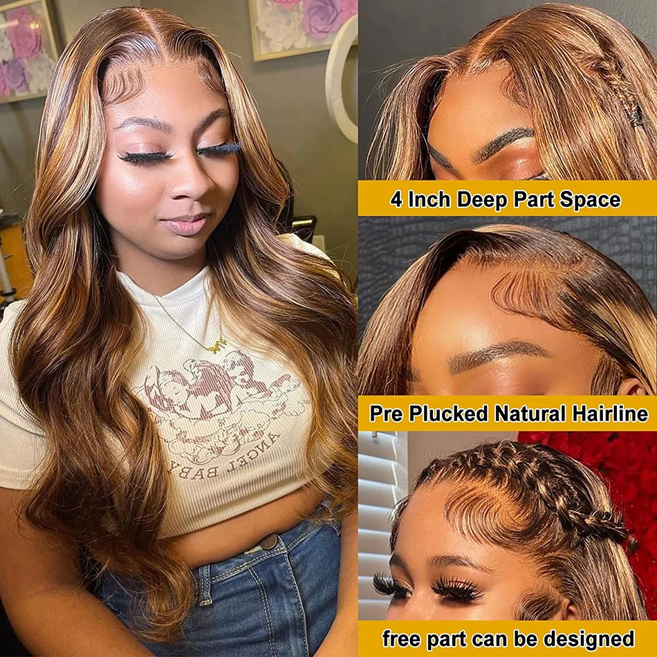 Stretched Length: 26inches, Hair Color: #24, Density: 210%, Ships From: CHINA - Highlight Wig Human Hair Blonde Body Wave 13X6 Hd Lace Frontal Wigs Hd Lace Wig 13X6 Human Hair 13X4 Lace Front Human Hair Wig