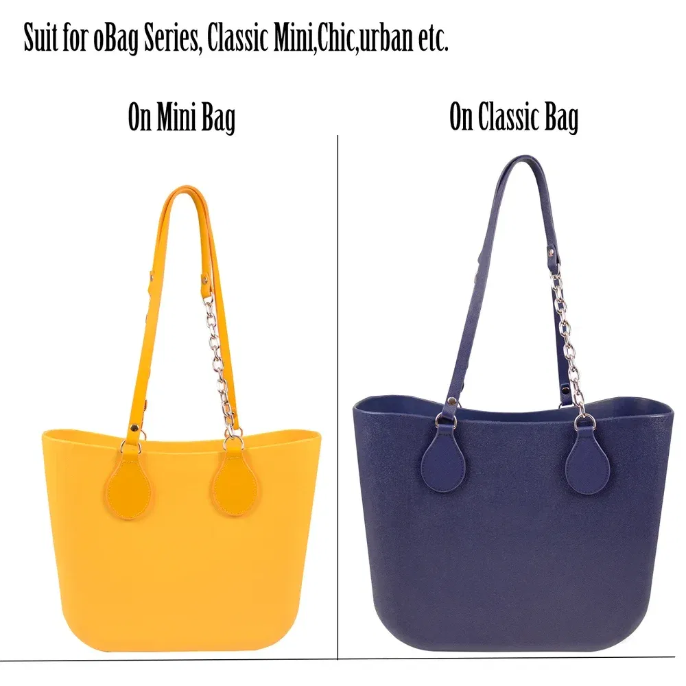 Color: Chocolate, Ships From: CHINA - Tanqu New Arrival Long Edge Painting Handles Faux Leather Flat PU Belt and Drops with Thicken Shiny Chain for OBag for EVA O Bag