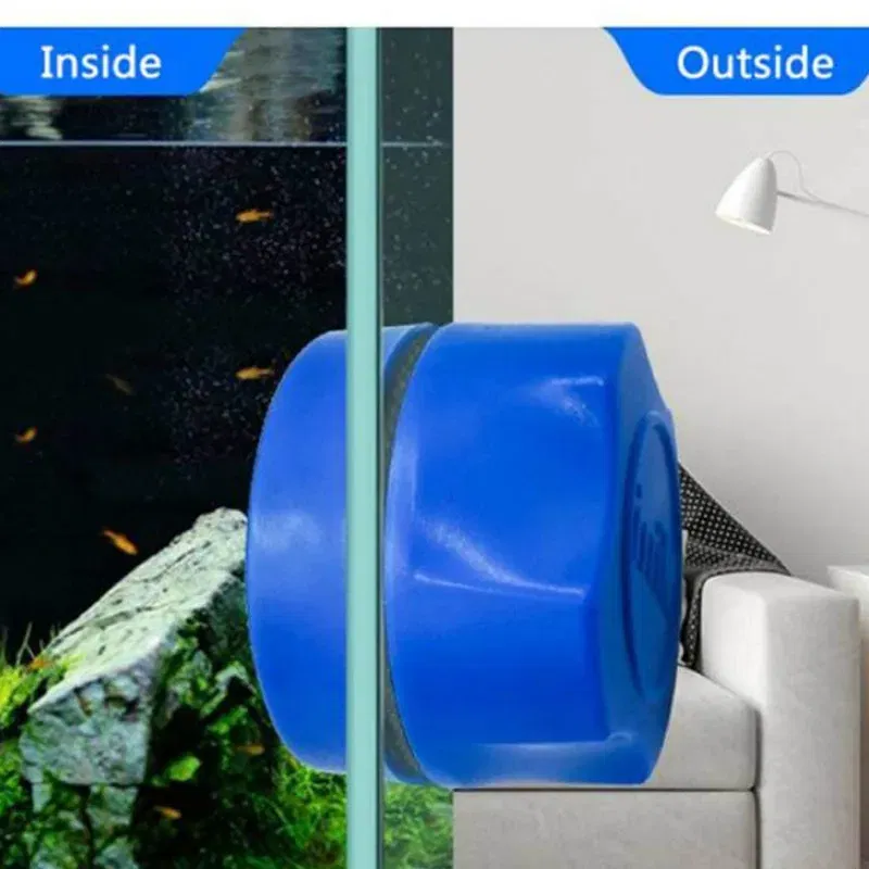 Color: Blue - Aquarium Cleaning Magnet Fish Tank Clean Glass Scrubber Tool Double-Sided Algae Moss Removal Suspension Scraper