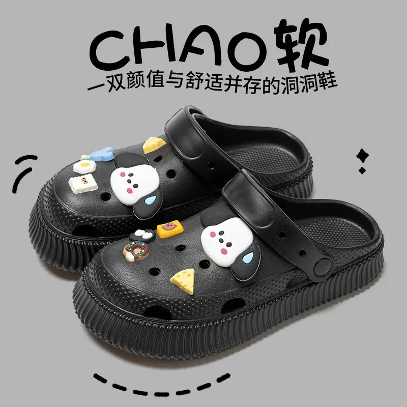 Color: green, Shoe Size: 38-39 - Shoes hole shoes girls wear outside couple bag head women cool slippers