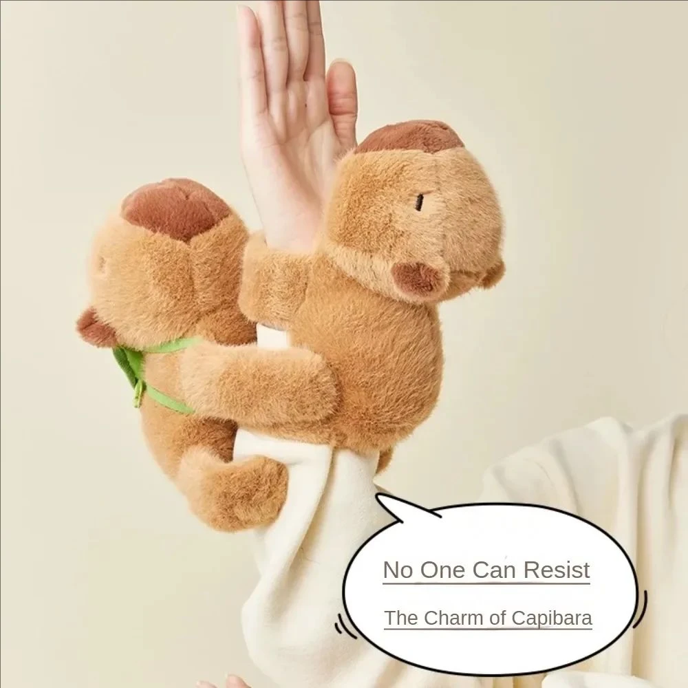 Color: Chocolate Color - 5PCS Cute Plush Doll Water Dolphin Doll Wrist Snap Ring Toys Plush Toys Capybara Toys Hand Ring Fun Pop Circles Kids Holiday Gi