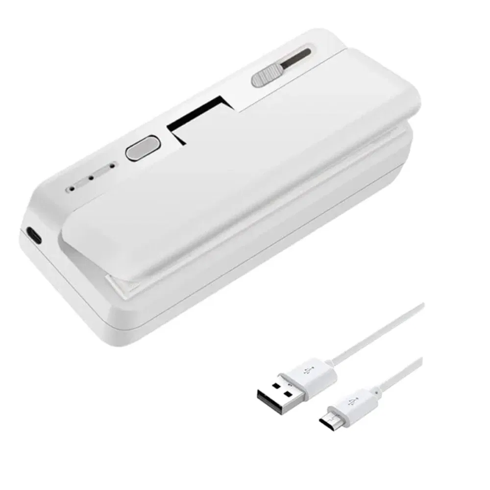 Color: Silver Gray - Mini Plastic Bag Sealer Heat Bag Sealing Machine Food Packaging Plastic Bags Sealer Clip Bag Handheld Rechargeable Heat Sealer