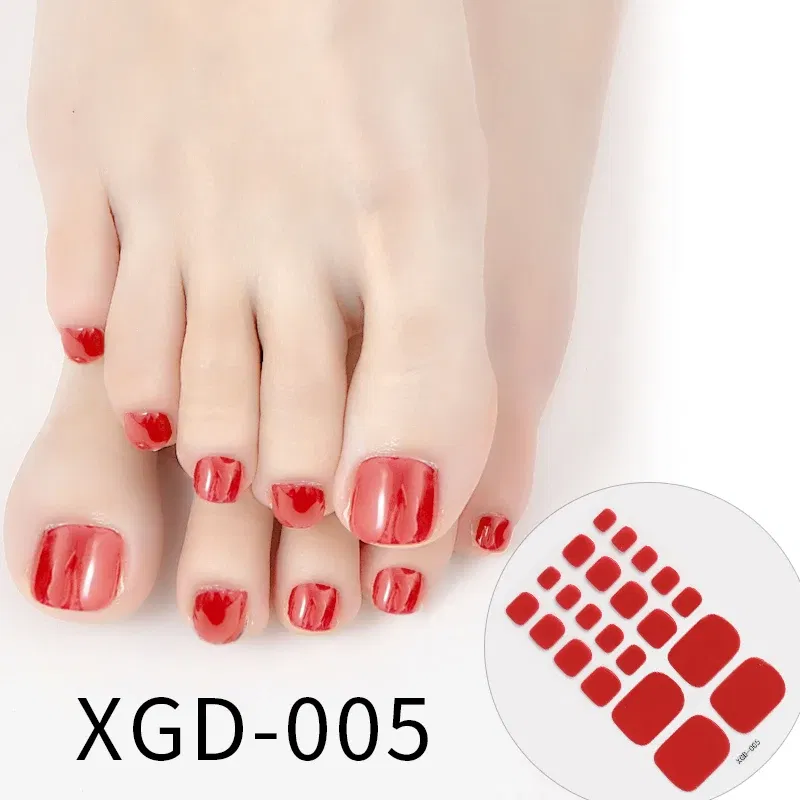Color: VIOLET - Dropshipping 22tips Waterproof Toe Nail Stickers Full Cover Foot Decals Nail Art Stickers for Nails Wraps Adhesive False Nails