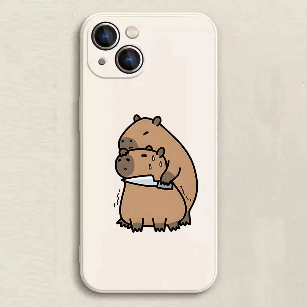 Color: black, Material: PC - Cartoon Animal Capybara Phone Case For Samsung Galaxy S10 S20 S21 S22 S23 S24 FE Plus Ultra Note 20 Couple Paired Silicone Cover