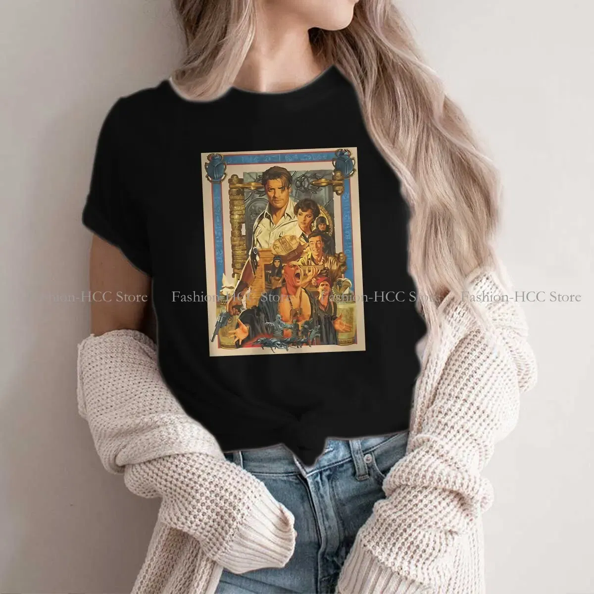 Color: black, Size: XL - Brendan Fraser Poster Unique Polyester TShirt The Mummy Movie Top Quality Creative Graphic T Shirt Stuff