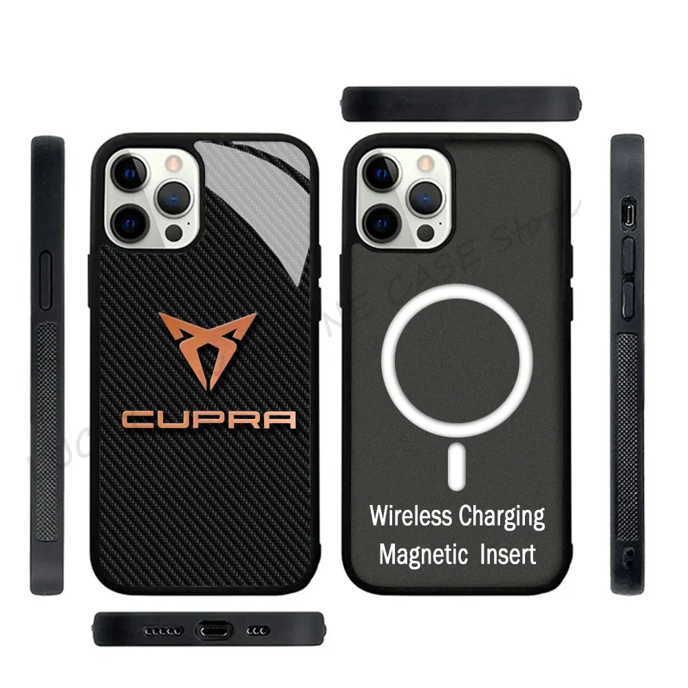 Color: Beige, Material: CANVAS - Cool Phone Case Phone Case Strong Magnetic Cupra Racing for IPhone 15 14 13 Pro Max 11 12 Mini for Magsafe