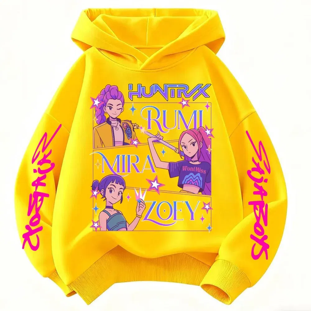 Color: Ivory, Kid Size: 3T - Children's Hoodies KPop Demon Hunters tops Boy Girls Coat Casual Toddle Sweatshirr white pink child 3-12 year the Spring Autumn