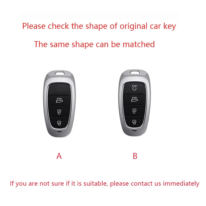 Color Name: Silver - New Auto Alloy Car Key Case Cover Fob for Hyundai Solaris Sonata Hybrid NEXO NX4 New Grand Santa Fe Tucson 2020-2024 Accessories