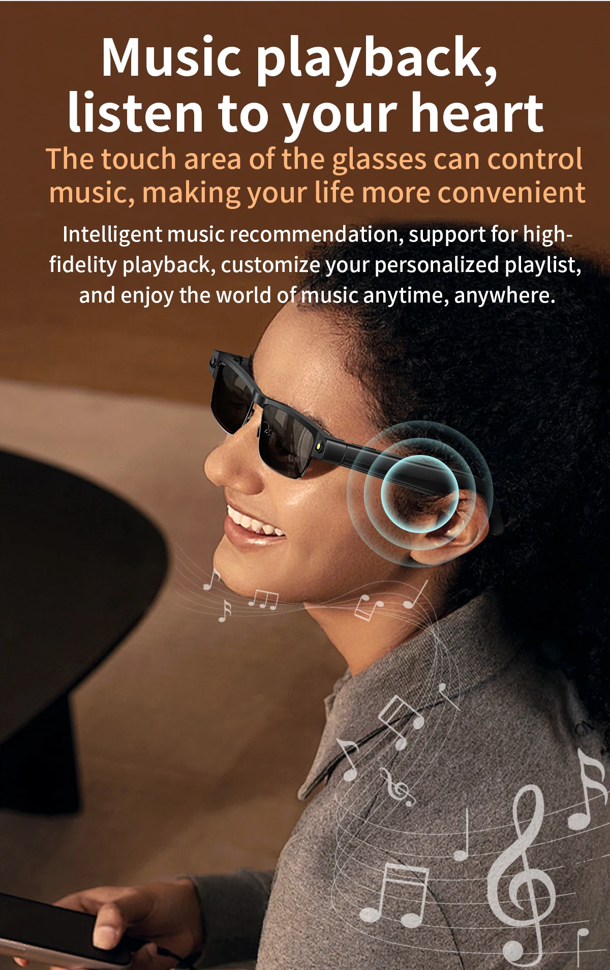 Color Name: black - Smart AI Glasses With 8MP HD Camera Chat GPT Touch Sport Sunglasses Bluetooth Call Video Music Player Object Recognition