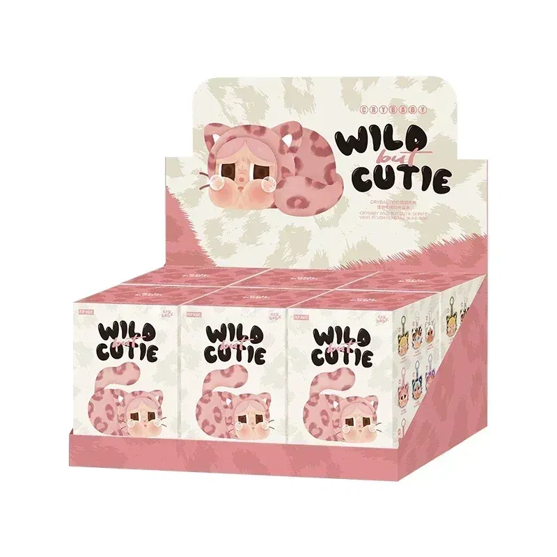 Color: Clear - Original POP MART CRYBABY Wild But Cutie Series Leopard Cat Blind Box Vinyl Plush Pendant Toys Surprise Guess Bag Girls Gifts