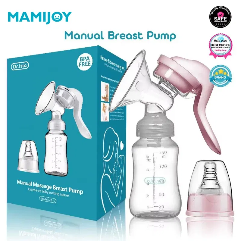 Color: Pink - MAMIJOY Breast Pump Baby Nipple Manual Suction Milk Pump Feeding Breasts Pumps Milk Bottle Sucking Postpartum Supplies BPA Free