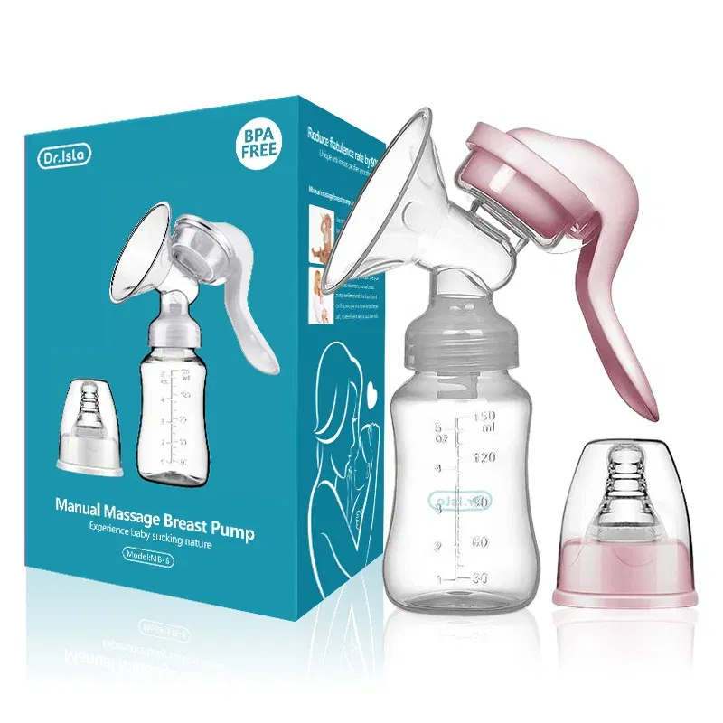 Color: Pink - MAMIJOY Breast Pump Baby Nipple Manual Suction Milk Pump Feeding Breasts Pumps Milk Bottle Sucking Postpartum Supplies BPA Free