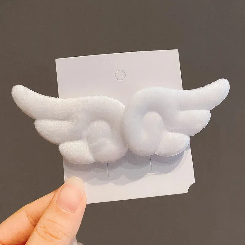 Color: GRAY - Angel Wing Hair Clips for Women Girls Plush Hairpin Kids Cute Cartoon Hair Clip Pins Hairgrip Christmas Hair Accessories