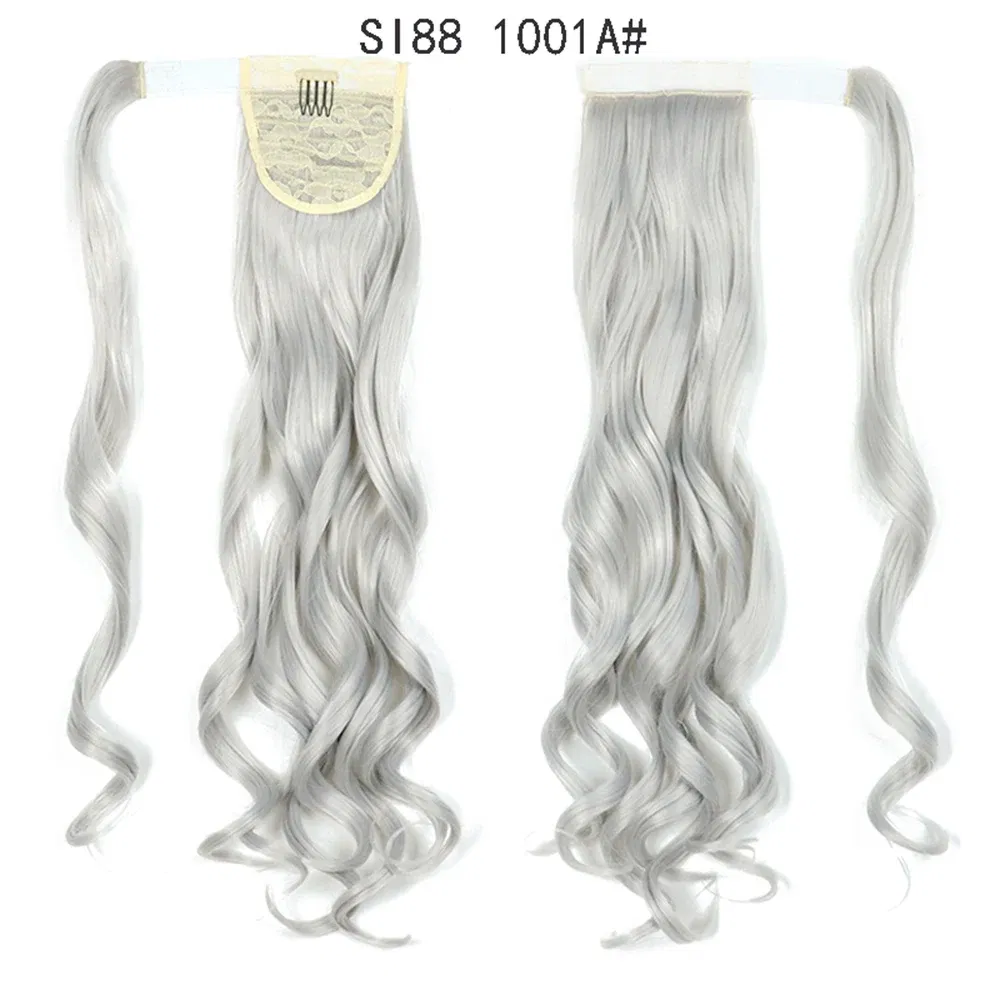 Color: #8 - LINWAN Synthetic Long Straight Wrap Around Clip In Ponytail Hair Extension Heat Reistan Pony Tail Fake Hair