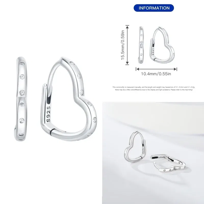 Gem Color: silver - New 100% 925 Sterling Silver Hoop Earrings Zircon High Quality For Women's Girl Wedding Fine Jewelry Accessories Party Gifts
