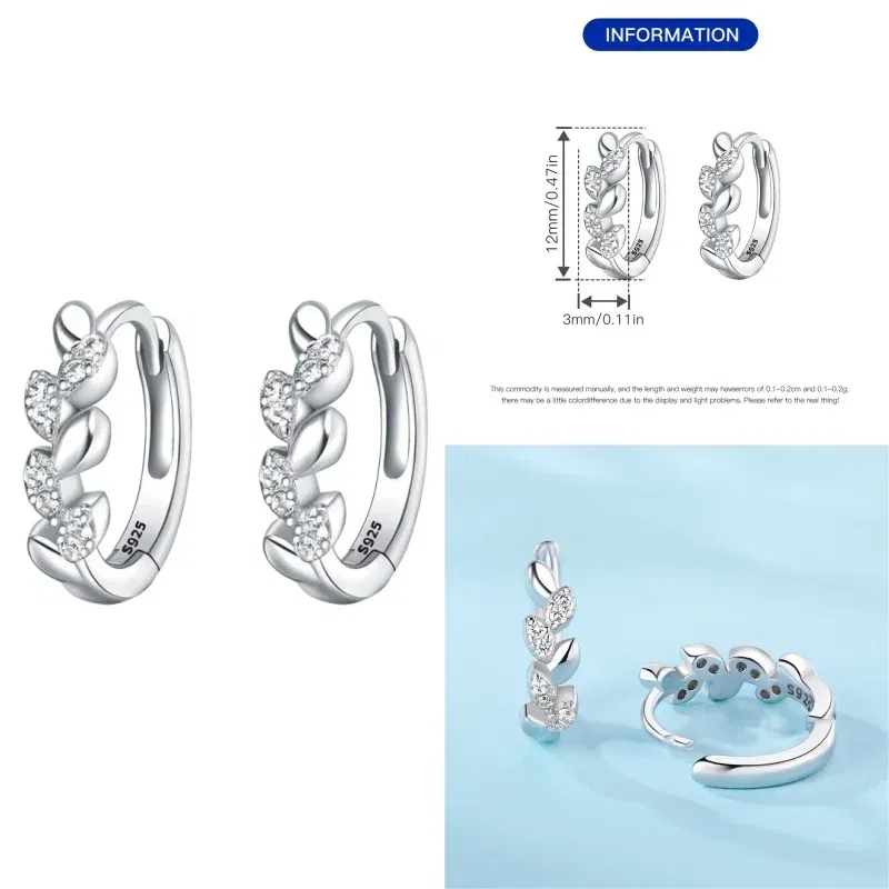 Gem Color: silver - New 100% 925 Sterling Silver Hoop Earrings Zircon High Quality For Women's Girl Wedding Fine Jewelry Accessories Party Gifts