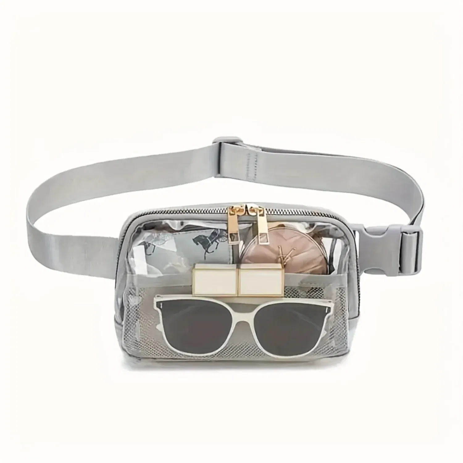 Color: black, Ships From: CHINA - Transparent PVC Waist Pack - Fashion Zipper Fanny Pack for Sports Events, Concerts, Travel & Beach - Universal Fit, Solid Color,