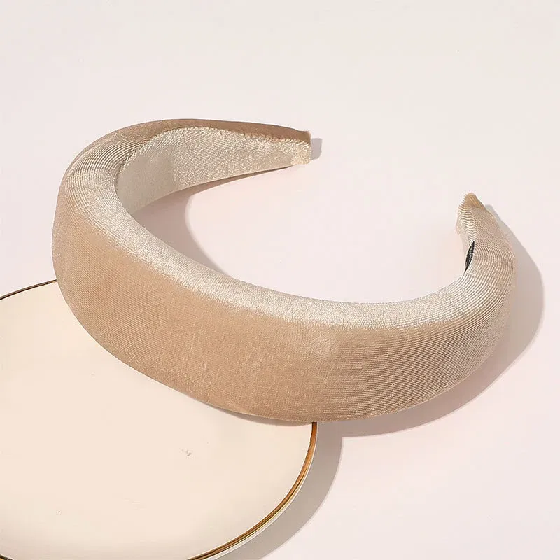 Color: WHITE - 2020 New Padded Headbands for Women Wide Bezel Hairbands Thick Velvet Hair Hoop Girls Sponge Non-slip Hairband Hair Accessories