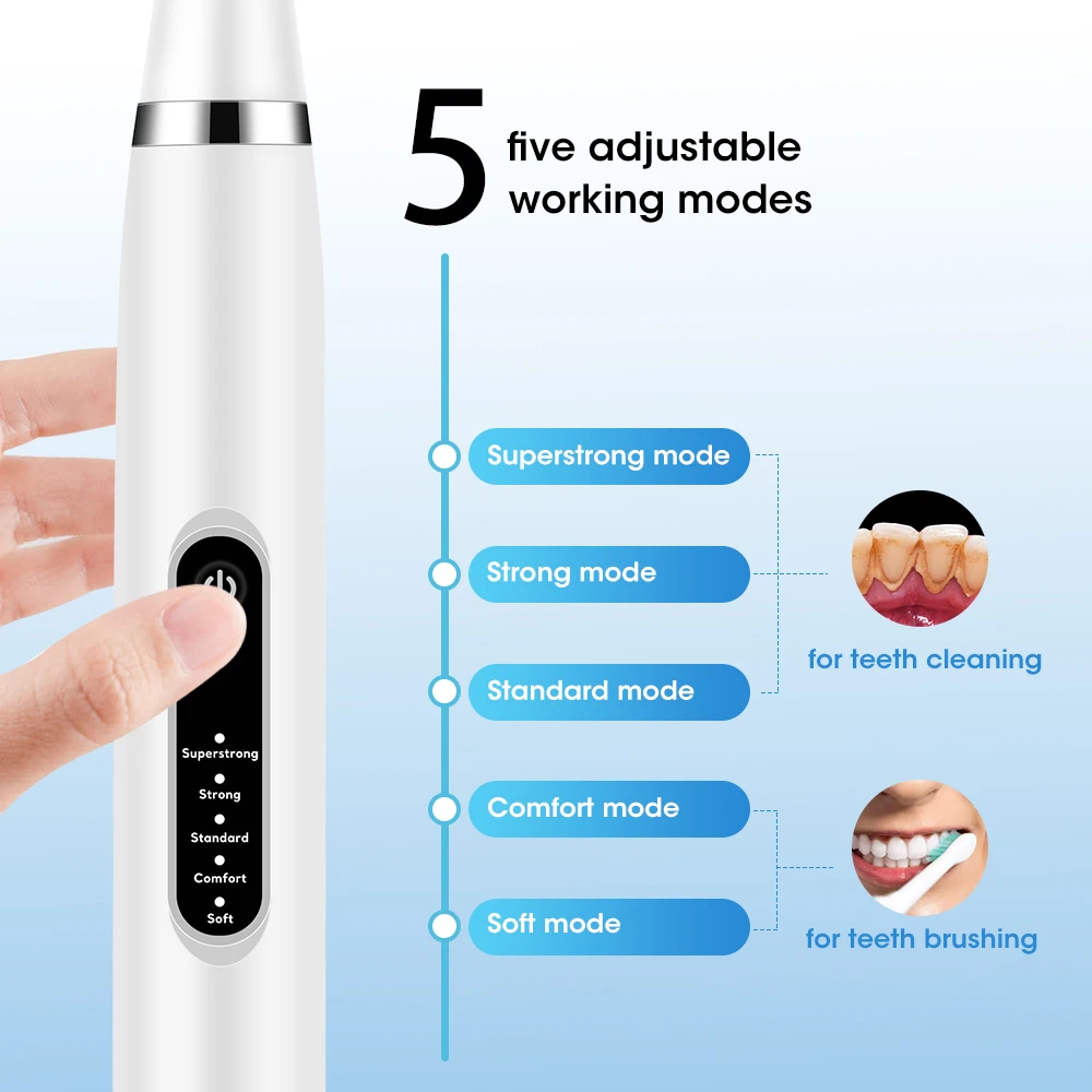 Color: Red - Electric Teeth Cleaner Dental Scaling Tooth Whitening and Cleaning Device IPX6 Waterproof Stains Remover Oral Care USB Charging