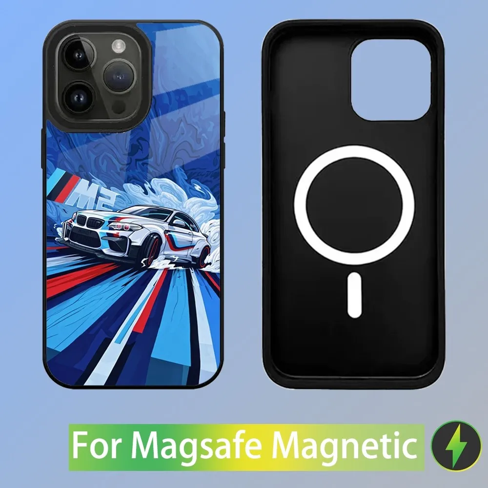Color: Brown, Material: Genuine leather - Cool Sport Car B-BMW Phone Case For iPhone 16,15,14,13,12,11,Plus,Pro,Max Mini Magsafe Magnetic Wireless Charging