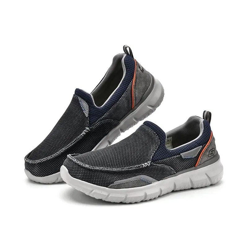 Color: Blue, Shoe Size: 41.5 - SKECHERS Men's Breathable Canvas Shoes Slip on Men Fashion Outdoor Sneakers Lightweight Boat Shoes Male Flats Driving Loafer