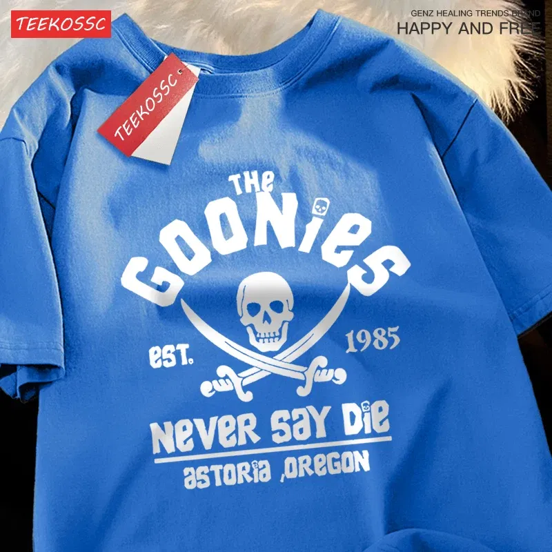 Color: Pink, Size: M - The Goonies Never Say Die T Shirts Men Women Comfortable Crewneck Tshirt Breathable Cotton T Shirts Street Loose Couple Clothing