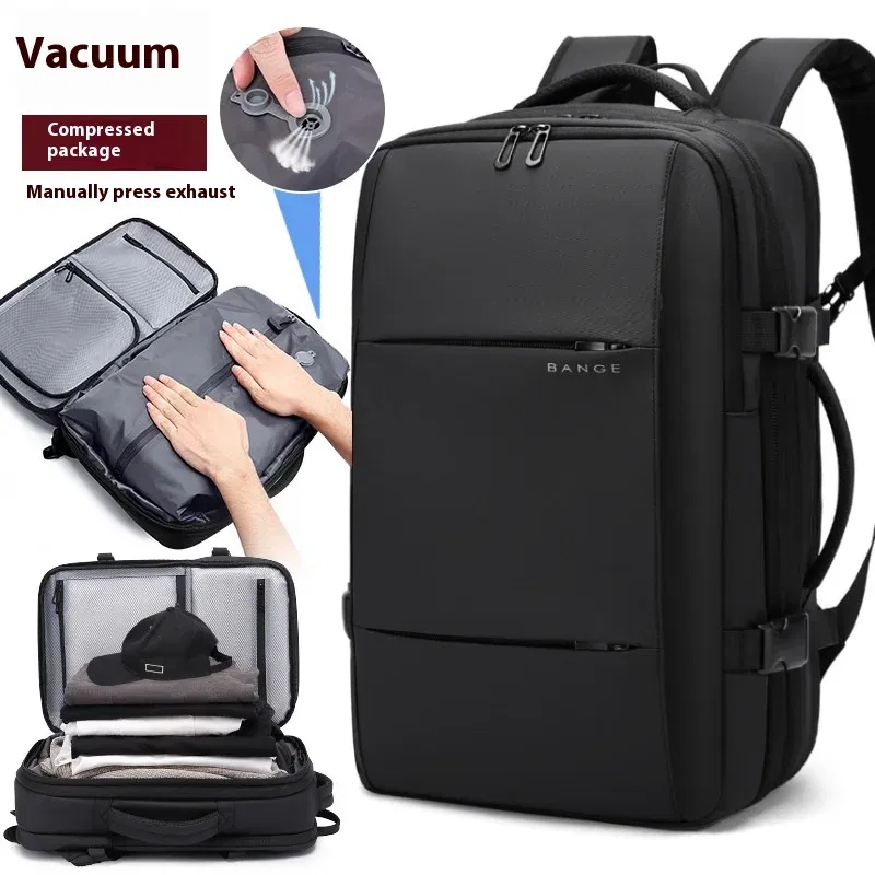 Color: Blue - Bange Travel Men 15.6 inch Laptop Backpack vacuum compression Backpack Business school Backpack expandable outdoor backpack