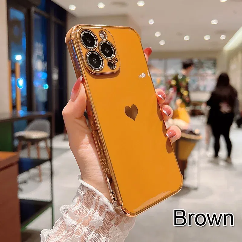 Color: Dark Grey, Compatible-Phone Models: For iPhone 16, Ships From: CN - Electroplating Side Love Heart Phone Case For IPhone 17 16 15 14 13 12 11 Pro Max XR 8 Plus SE2/SE3 Shockproof Back Cover
