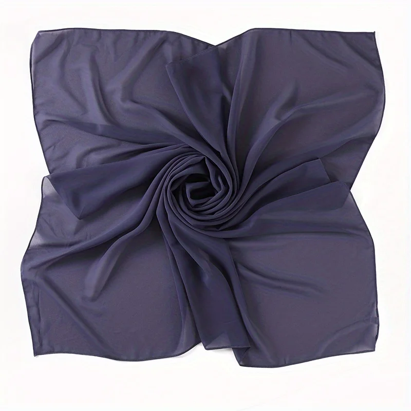 Color: Red, Size: One Size - 110*110cm Chiffon Square Hijabs Scarf For Woman Muslim Turban Hat Islam Headscarf Women Plain Veil Jersey Hijabs Ramadan