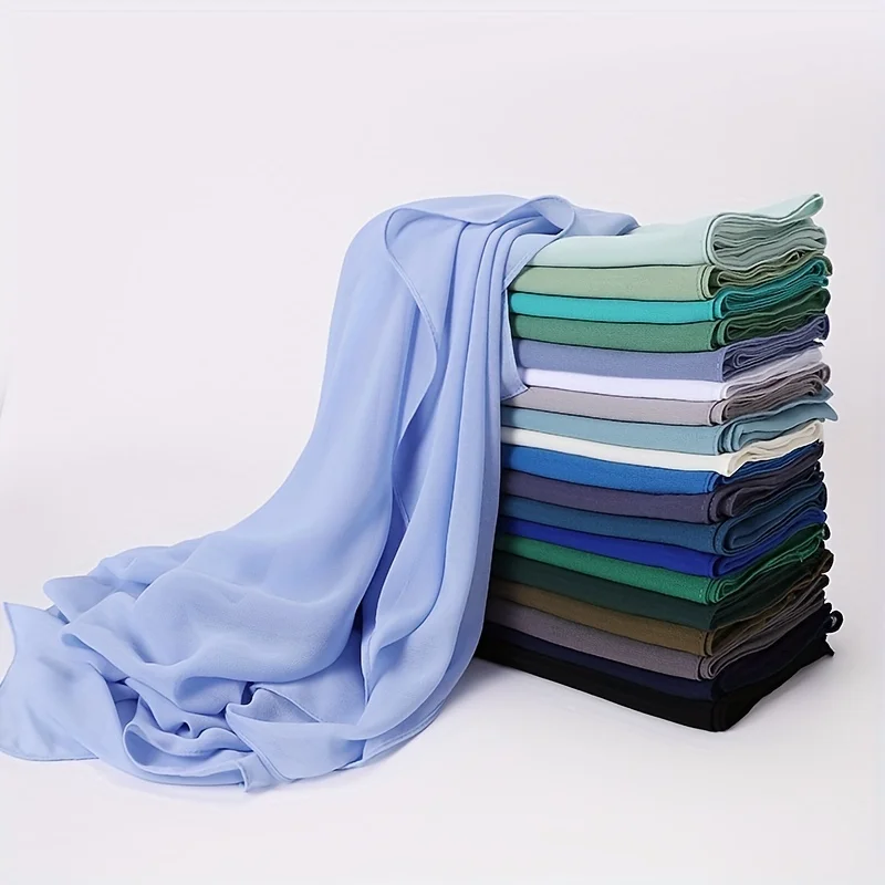 Color: Red, Size: One Size - 110*110cm Chiffon Square Hijabs Scarf For Woman Muslim Turban Hat Islam Headscarf Women Plain Veil Jersey Hijabs Ramadan