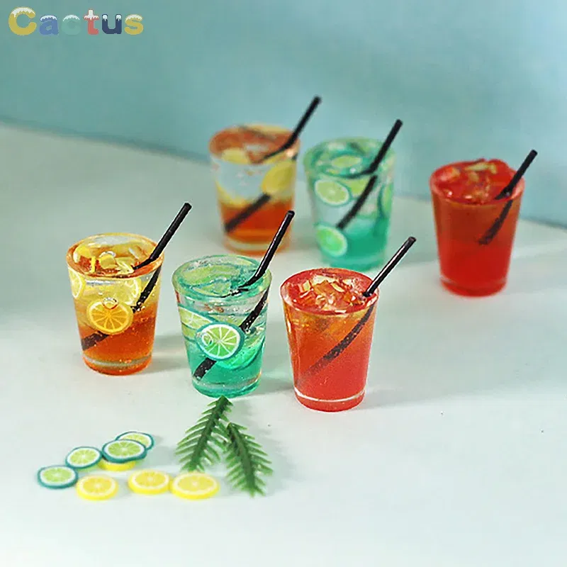 Color: WHITE - Miniature Toy Cocktail Drinks Doll Toys Dollhouse Accessories Miniature Items For 1:6/1:12 Doll House Kitchen Ornaments