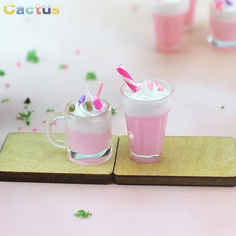 Color: WHITE - Miniature Toy Cocktail Drinks Doll Toys Dollhouse Accessories Miniature Items For 1:6/1:12 Doll House Kitchen Ornaments