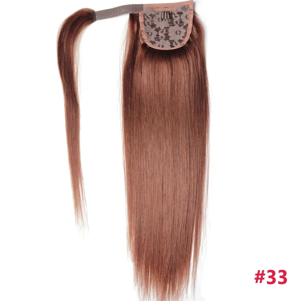 Color: #33, Life Span: 6 Months With Proper Care, Stretched Length: 22INCHES, Longest Hair Proportion: 35%-45% - ZZHAIR 100% Human Hair Extensions 16"-28" Machine Made Remy Magic Wrap Around Ponytail 60g-120g Clip In Horsetail Stragiht