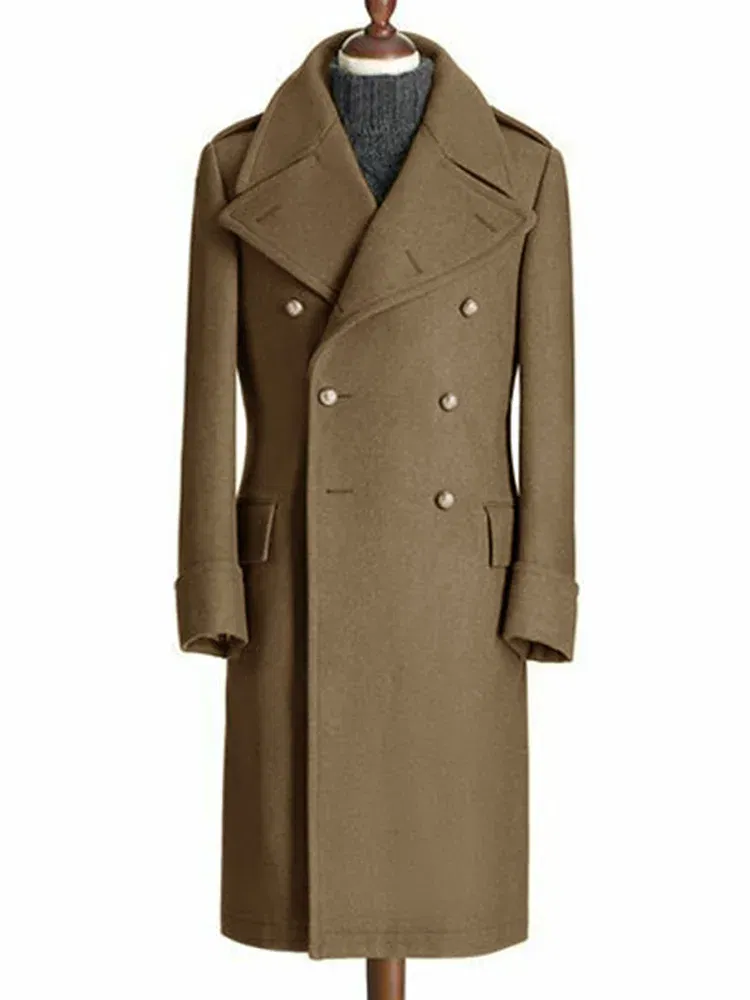 Color: MULTI, Size: XXXL - Windbreak Men's Jacket Wool Long Coat Lapel Double Breasted Men's Trench Coats Windbreakers Jackets Man Winter 2023 Martens Male